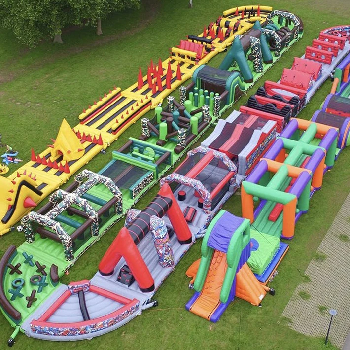 185 meters long adults giant inflatable obstacle course made of heavy duty material from Guangzhou Inflatables factory