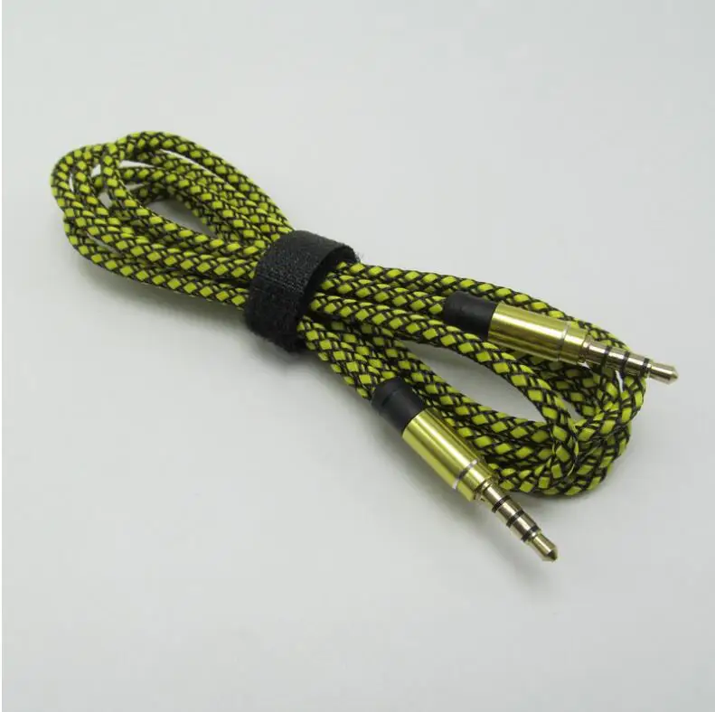 Twine braided Audio cable 1.5 m nylon AUX cable colorful metal 3.5 to 3.5 male