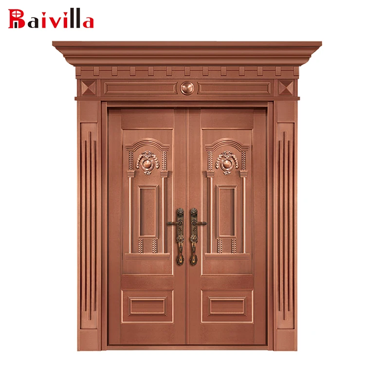 Импортные наружные двойные Медные Плакированные двери, бронзовая дверная ручка