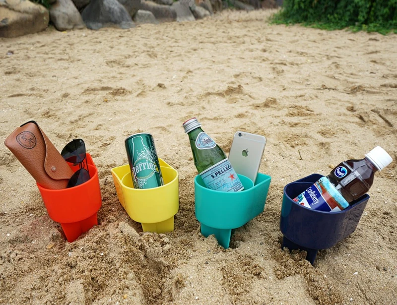 
Beach Cup Holder with Pocket, Multifunctional Sand Cup Holder for Drink 