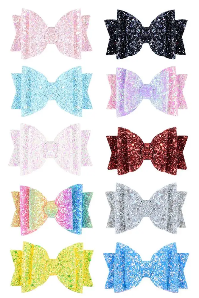 3,5 дюймов новый детский «ласточкиным хвостом», Симпатичные носки с трехмерной аппликацией в виде Ангела из пайеток половина-pack кожаные аксессуары для волос, аксессуары для волос клип