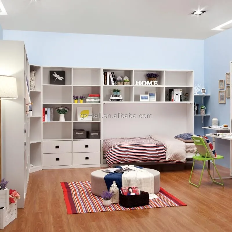 2016 Новый стиль Складной кровати механизм Modren Мерфи wall bed с bookcask