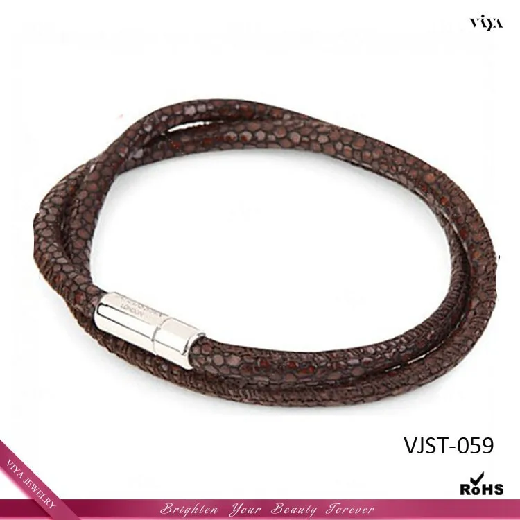 2014 New Arrival Thailand Stingray Bracelet,Handmade genuine stingray leather bracelet with 925 sterling silver magnetic clasp