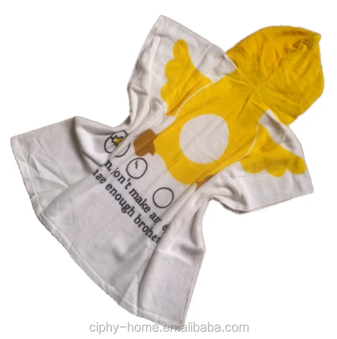 100% cotton velour terry reactive print environmental Azo free children kids hooded poncho bath robe blanket with animal hat