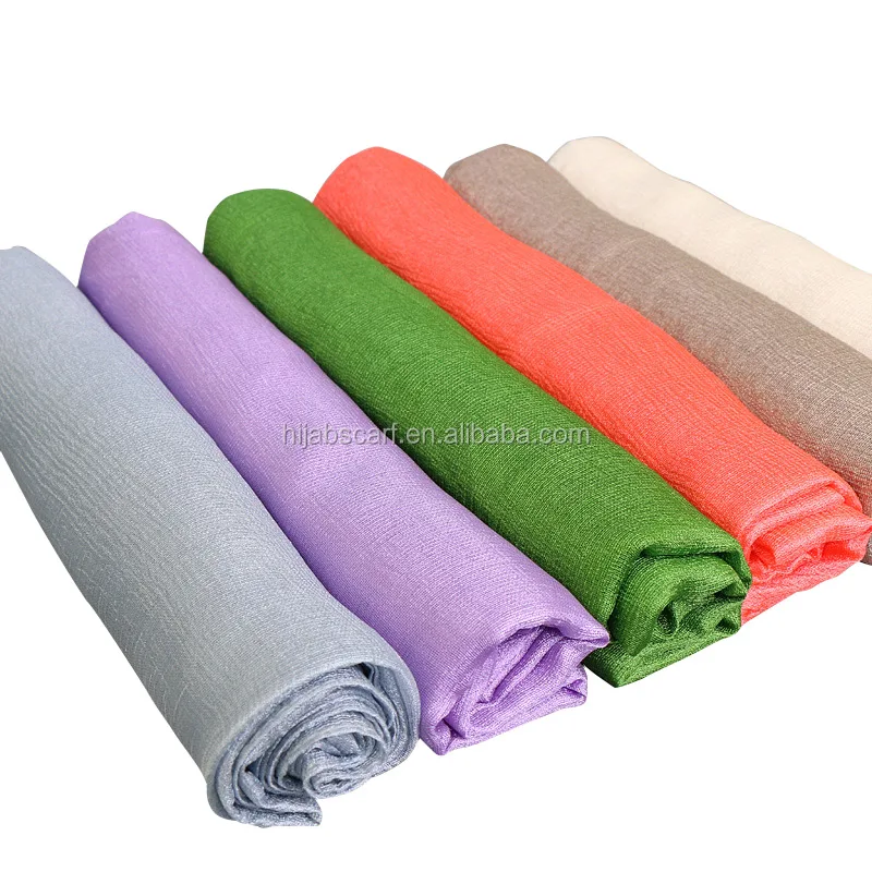 Высококачественный простой мусульманский хиджаб, Мерцающая шаль, Женский мягкий льняной Шелковый шарф