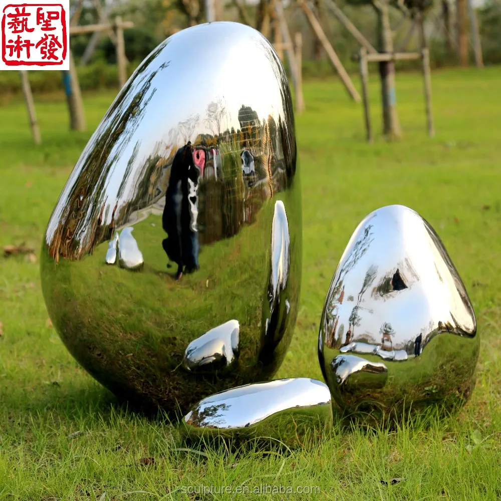 fiberglass egg balls, shiny decorative stainless steel egg sculpture