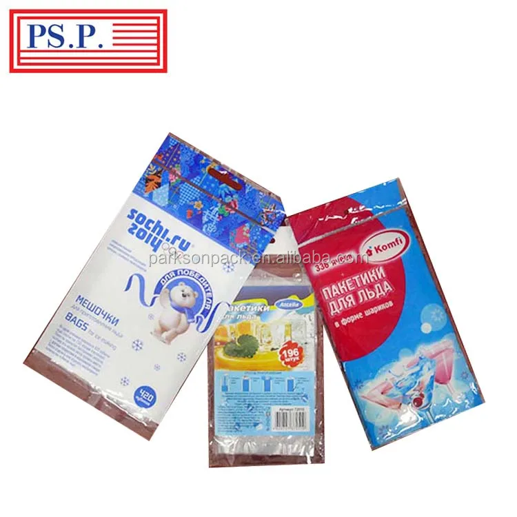 PE Plastic ice cube freezer bags/disposable ice cube bag