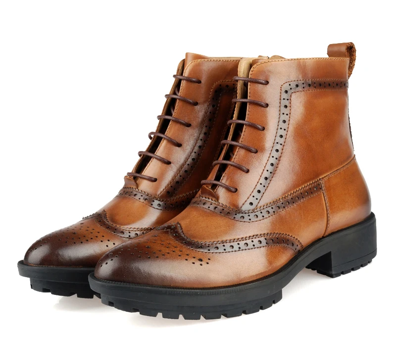 2015 Winter Luxury Designer Mens Leather Boots Round Toe