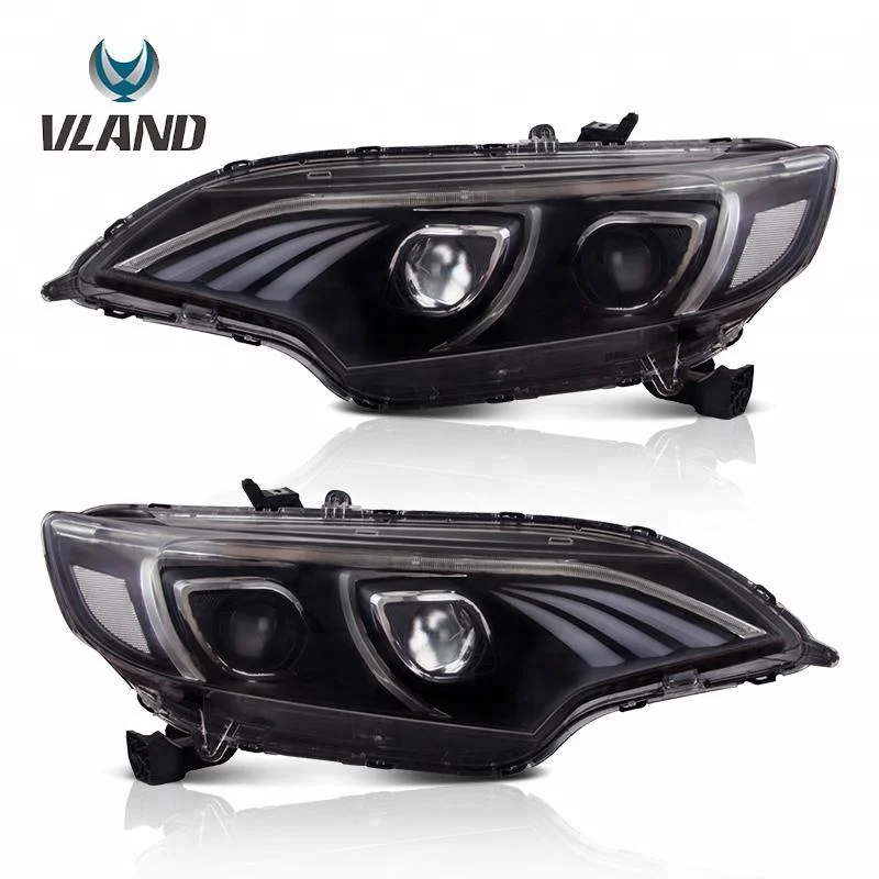 Vland factory manufacture Black Housing LED Headlights For 2014-UP Fit/Jazz GK5 Head Lamp Assembly