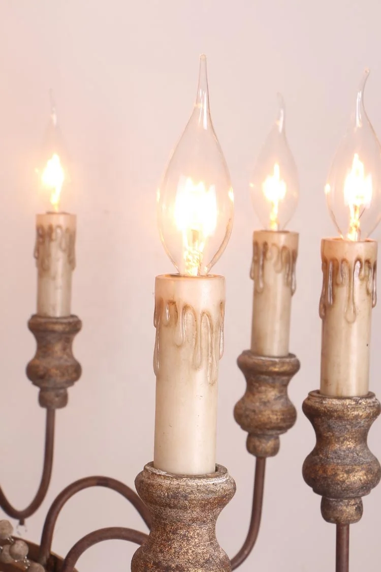 Italian iron hanging pendant lighting,vintage classic wood beaded chandelier