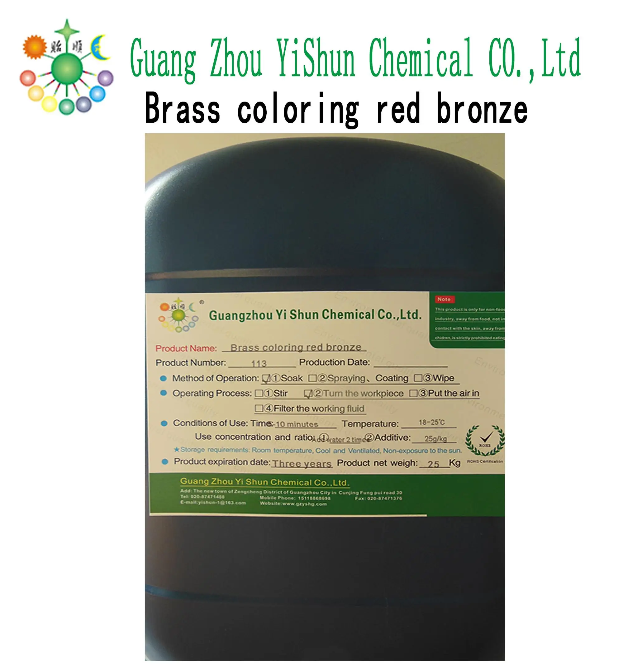 Green brass colorant red bronze reagent