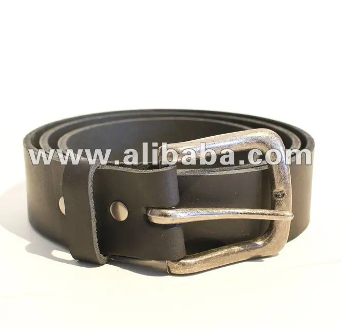 Men Leather Black Belt with heavy buckle best for casual jeans wear