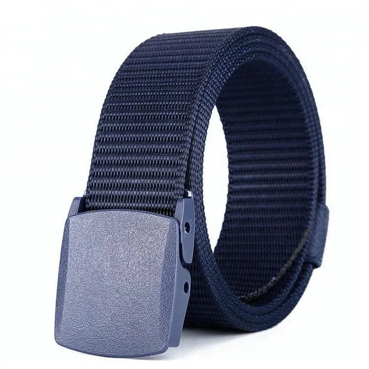 Men Style Woven Nylon Strap Belt with Plastic Smooth Buckle