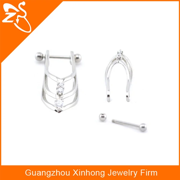 vibrating nipple piercing jewelry, heart shaped nipple ring, 316 L stainless steel magnetic nipple jewelry