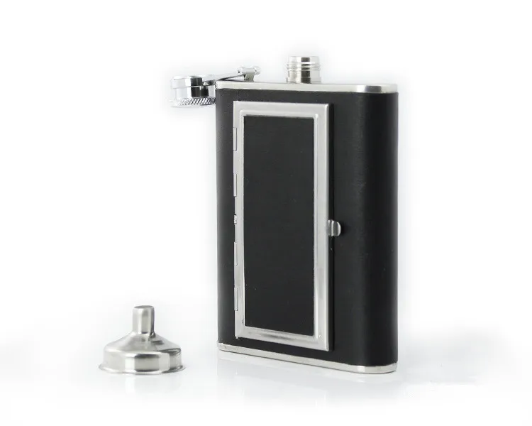 18/8 нержавеющая сталь с черной кожаной обернутой 5 унций цигерат из нержавеющей стали