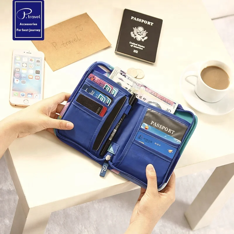 P.travel passport holder polyester passport wallet geometric pattern document bag new style passport bag