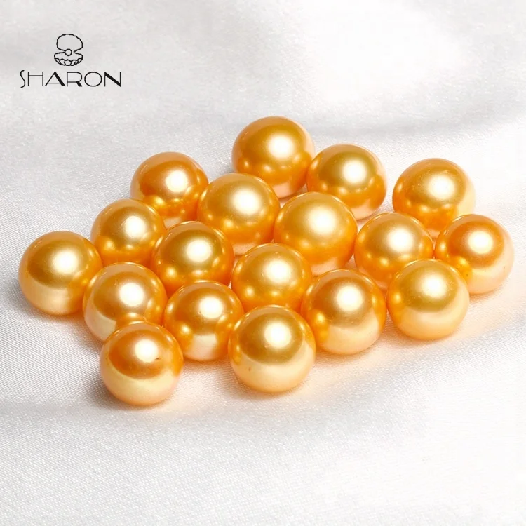 Wholesale Sharon 10-12mm Edison Round Gold Pearls Natural Cultured Freshwater Loose Pearls For Real Pearl Jeweley Making