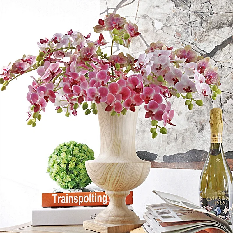 Hot sale artificial flowers 9 heads simulation white orchid for home decoration wedding occasion