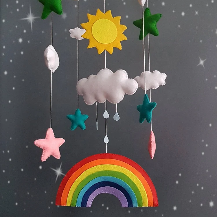 Rainbow shape felt decoration hanging toy for baby crib