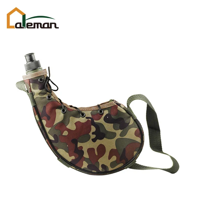750ml Hunting Camouflage Spanish Wine Bota Bag, Kidney Shaped Plastic Water Canteen OEM Orders Accepted