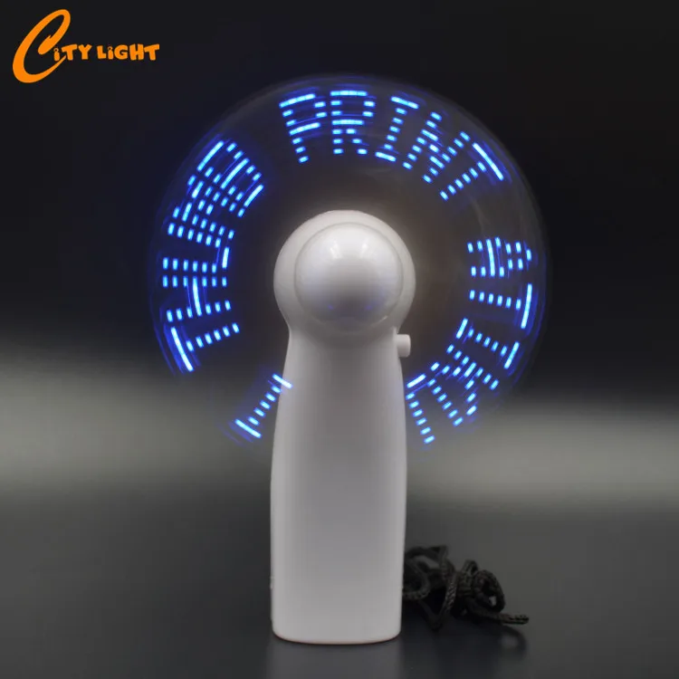 high quality factory price led flashing message plastic hand fan for Promotion Gift
