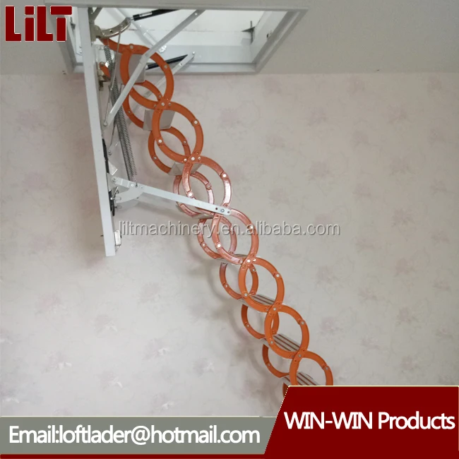 Compact Scissor Attic Stairs With Anti-Slip Steps, Solid Steel Staircase