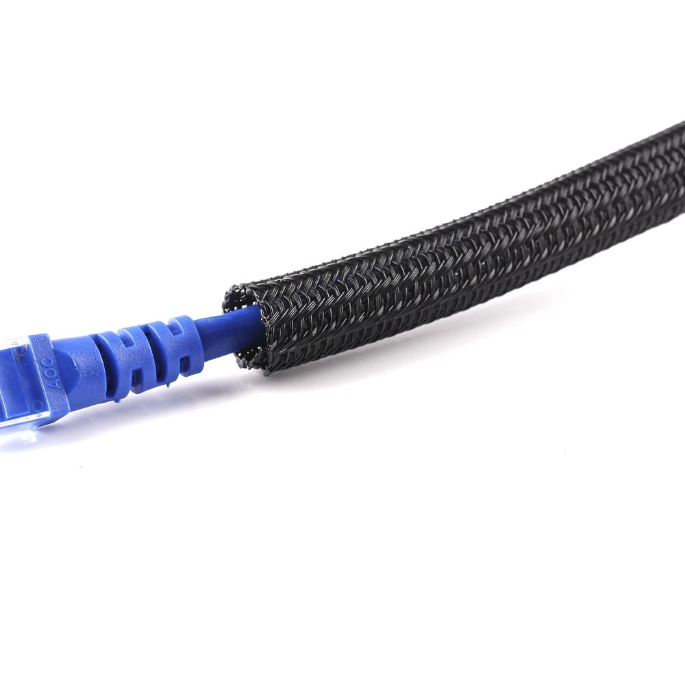 4.8mm black Flame Retardant Semi Split Braided Self Wrapped Sleeve