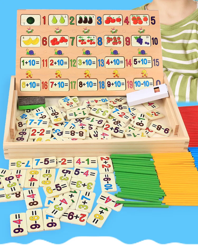 Education toys kids fanny wooden puzzles and sticks wood calculate toys