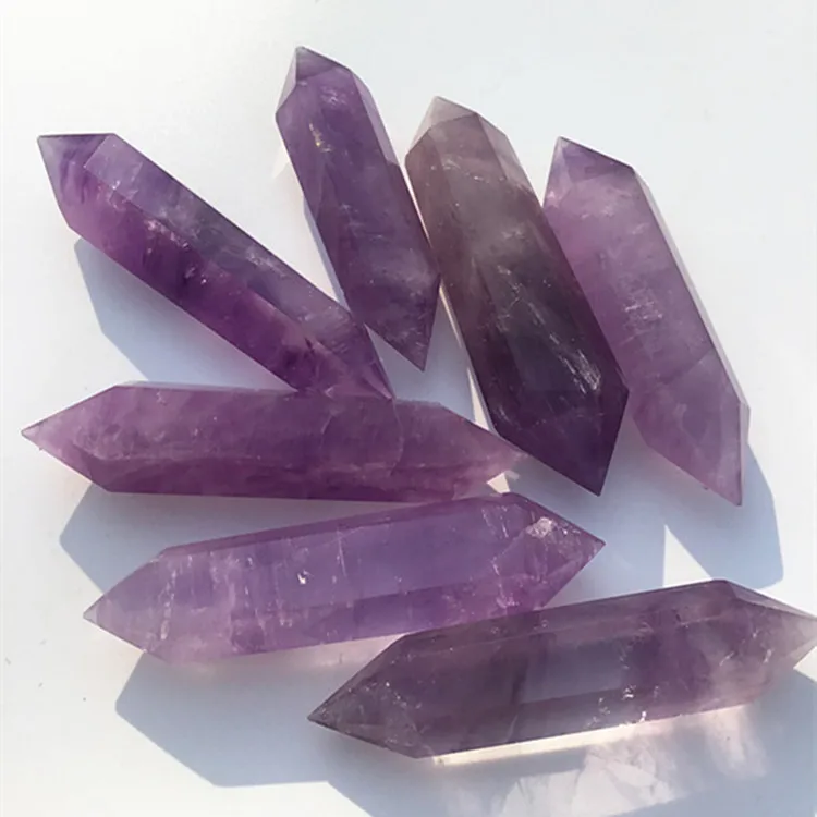Wholesale Natural Amethyst Crystal Double-tip Healing Wand Point