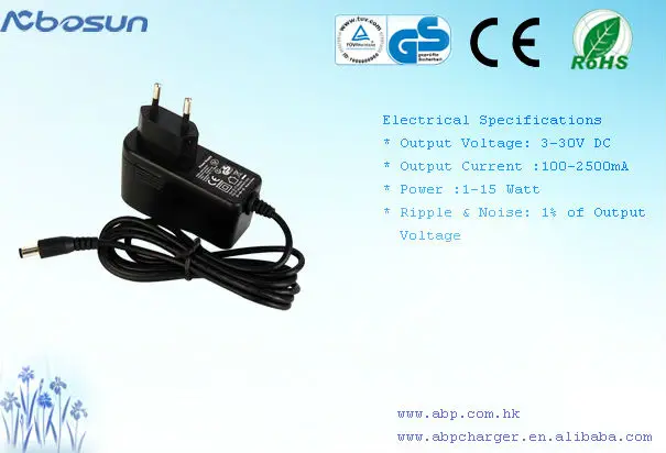 wall mount 12V1A 12W ac adapter 5V2A,5V2.5A,12V0.8A,9V1A dc adapters with CE plug