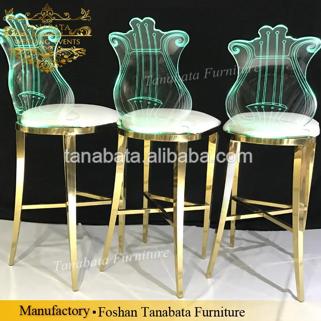 
illuminate acrylic guitar-shape carve bar stool glowing bar chair in foshan 