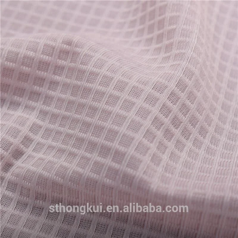 High quality waffle check nylon spandex fabric weave ticking stripe fabric for clothes