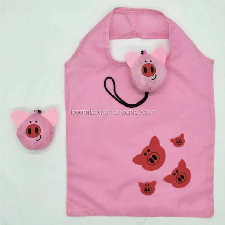 Novelty Ladybug + Nemo Fish + Dog + Penguin + Bear + Cat Animal Shaped Reusable Polyester Foldable Shopping Bag