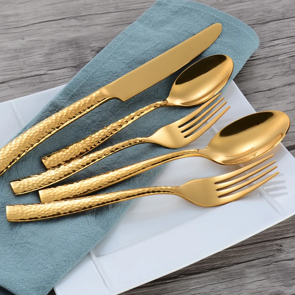 wedding gold plated stainless steel dinnerware gold flatware full gold cutlery
