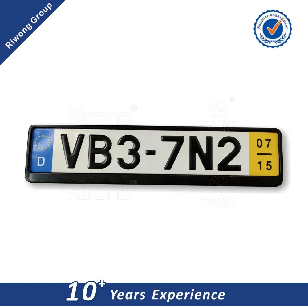 European Vehicle License Plate Frame with custom logo.