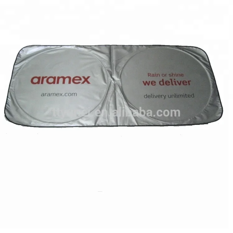 Factory cheaper nylon polyester custom printing foldable front window sunshade for car