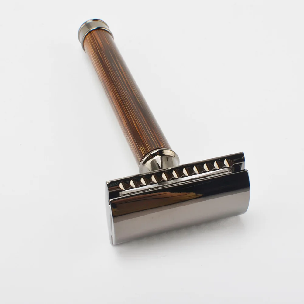 Традиционная Мужская бамбуковая бритва с двойным краем, безопасная бритва