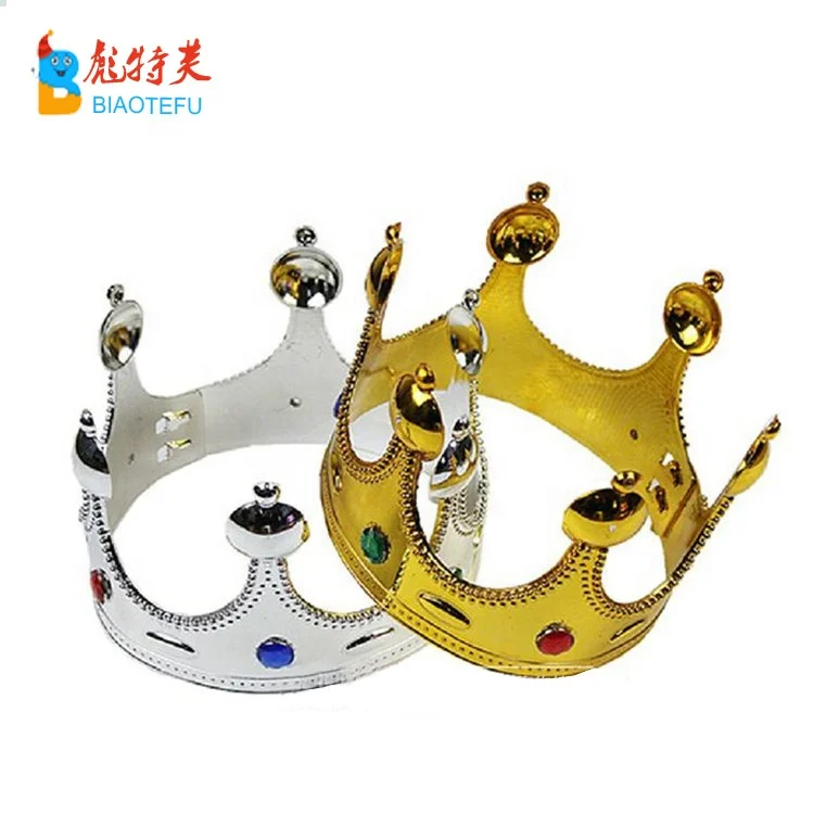 Kids king adjustable golden silver plastic crown hat headwear