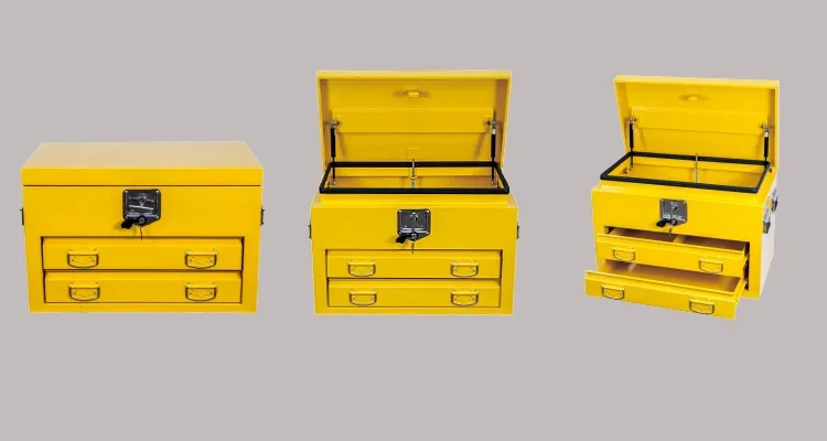 Ящик для хранения инструментов с 3 ящиками, желтая стальная металлическая коробка для инструментов, аккуратная и безопасная
