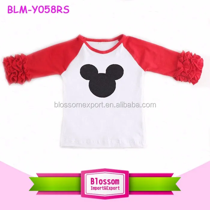 Mickey Minnie Ruffle Raglan Baby T Shirt Mouse Mickey Shirt Cotton Baby Icing Ruffle T Shirts
