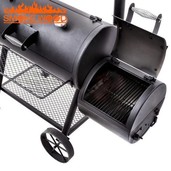 European Style Hot Sale Trolley Barrel Shaped Movable Portable Charcoal BBQ Grill Smoker Steel Easily Cleaned Easily Assembled