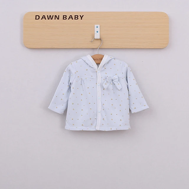 
100% cotton kid jacket autumn outerwear hooded coat baby outwear with snaps 