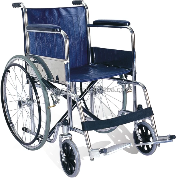 Wholesale Cheap Price Chinese Manufacturer  Foldable and Lightweight PVC leather Seat Steel Wheelchair SC9001