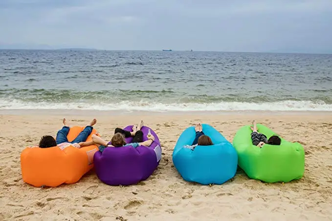 Outdoor Inflatable Lounger Air Sofa Lounge with Pillow Headrest 