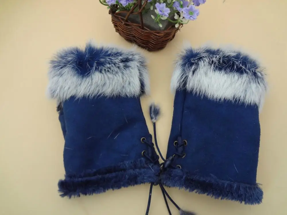 fashion warm faux fur fabric fingerless gloves ladies fashion mitten driving gloves