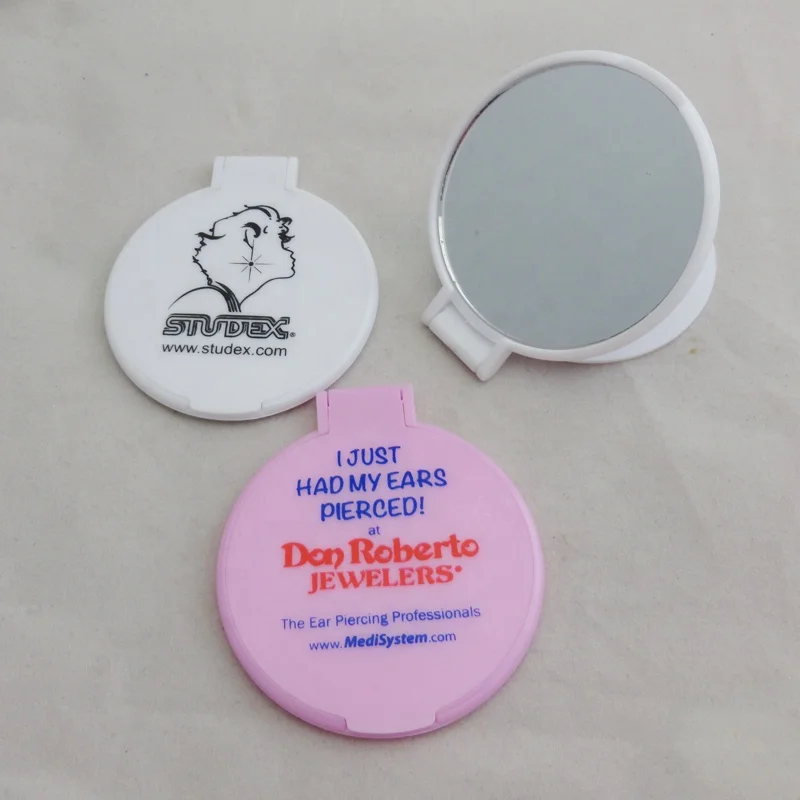 give away promotional single side cheap plastic frame mirror small pocket mirror with logo
