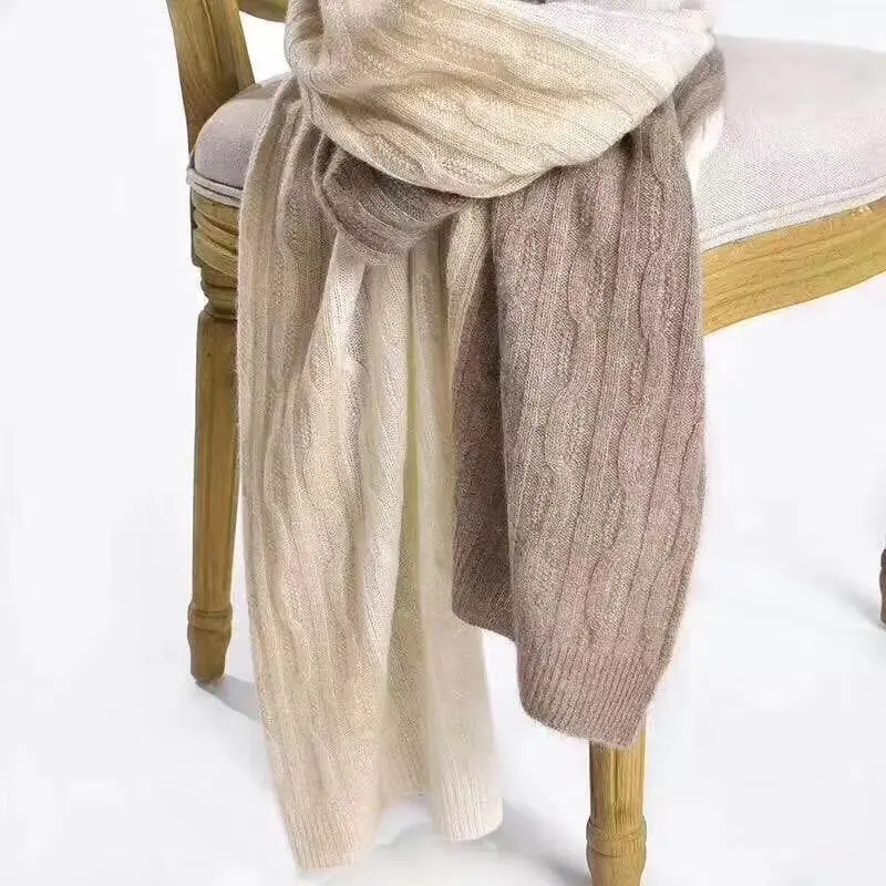 Зимний Элегантный двусторонний монгольский шарф из 100% кашемира