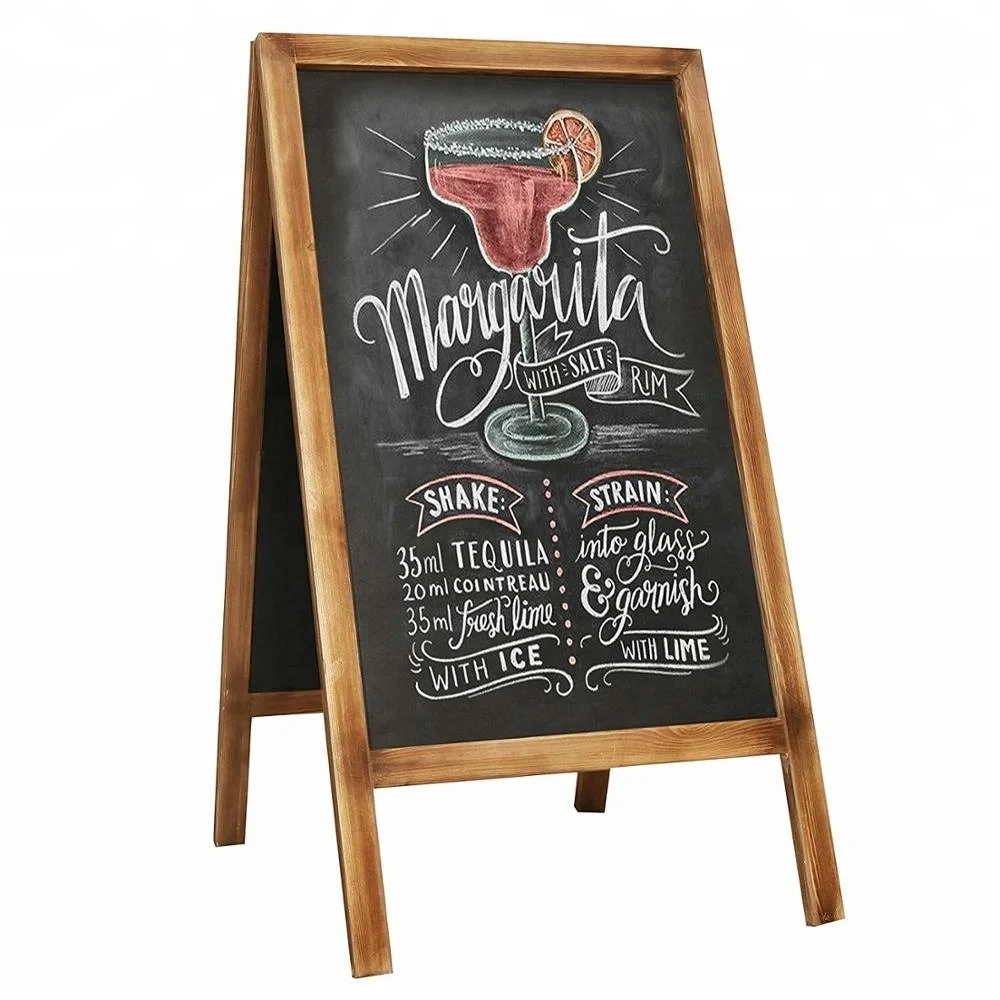 Деревенская Горелая сосновая деревянная рама тротуар А-Рама Двухсторонняя доска знак, сэндвич доска для записей