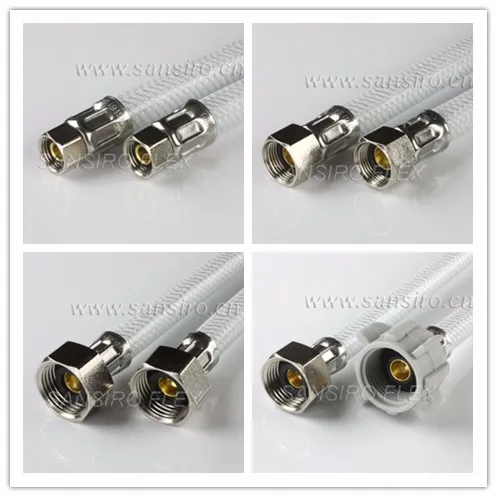 
White Plastic Flexible Hose with Brass Fittings 