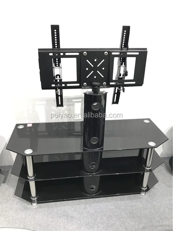 Rotating glass lcd tv floor mount tv stand design
